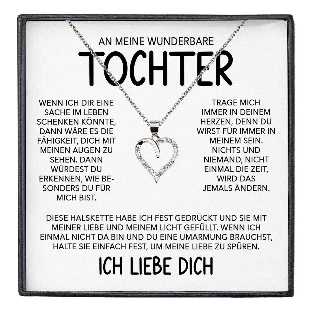 22Feels® Wunderbare Tochter Geschenk Silber 925/000 Herz Halskette mit Karte Mädchen Frauen Schmuck Geburtstag Weihnachten Firmung Konfirmation etc.-Schmuck mit Botschaftskarte - Herz21-22Feels