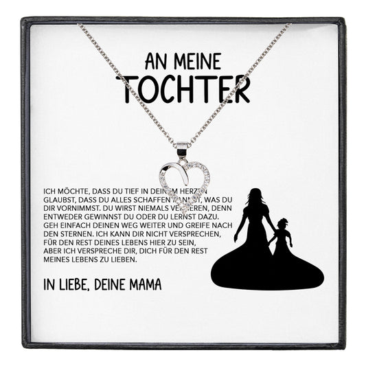 22Feels® Tochter Geschenk von Mama Silber 925/000 Herz Halskette mit Karte Mädchen Frauen Schmuck Geburtstag Weihnachten Firmung Konfirmation etc.-Schmuck mit Botschaftskarte - Herz21-22Feels