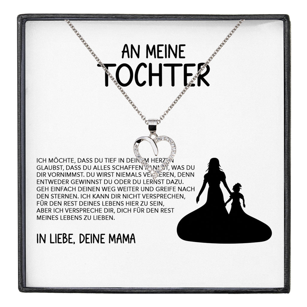 22Feels® Tochter Geschenk von Mama Silber 925/000 Herz Halskette mit Karte Mädchen Frauen Schmuck Geburtstag Weihnachten Firmung Konfirmation etc.-Schmuck mit Botschaftskarte - Herz21-22Feels