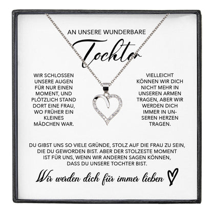 22Feels® Unsere Tochter Geschenk Silber 925/000 Herz Halskette mit Karte Mädchen Frauen Schmuck Geburtstag Weihnachten Firmung Konfirmation etc.-Schmuck mit Botschaftskarte - Herz21-22Feels