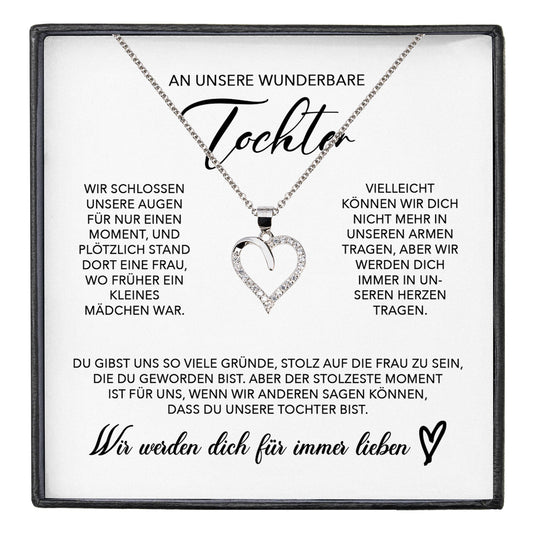 22Feels® Unsere Tochter Geschenk Silber 925/000 Herz Halskette mit Karte Mädchen Frauen Schmuck Geburtstag Weihnachten Firmung Konfirmation etc.-Schmuck mit Botschaftskarte - Herz21-22Feels