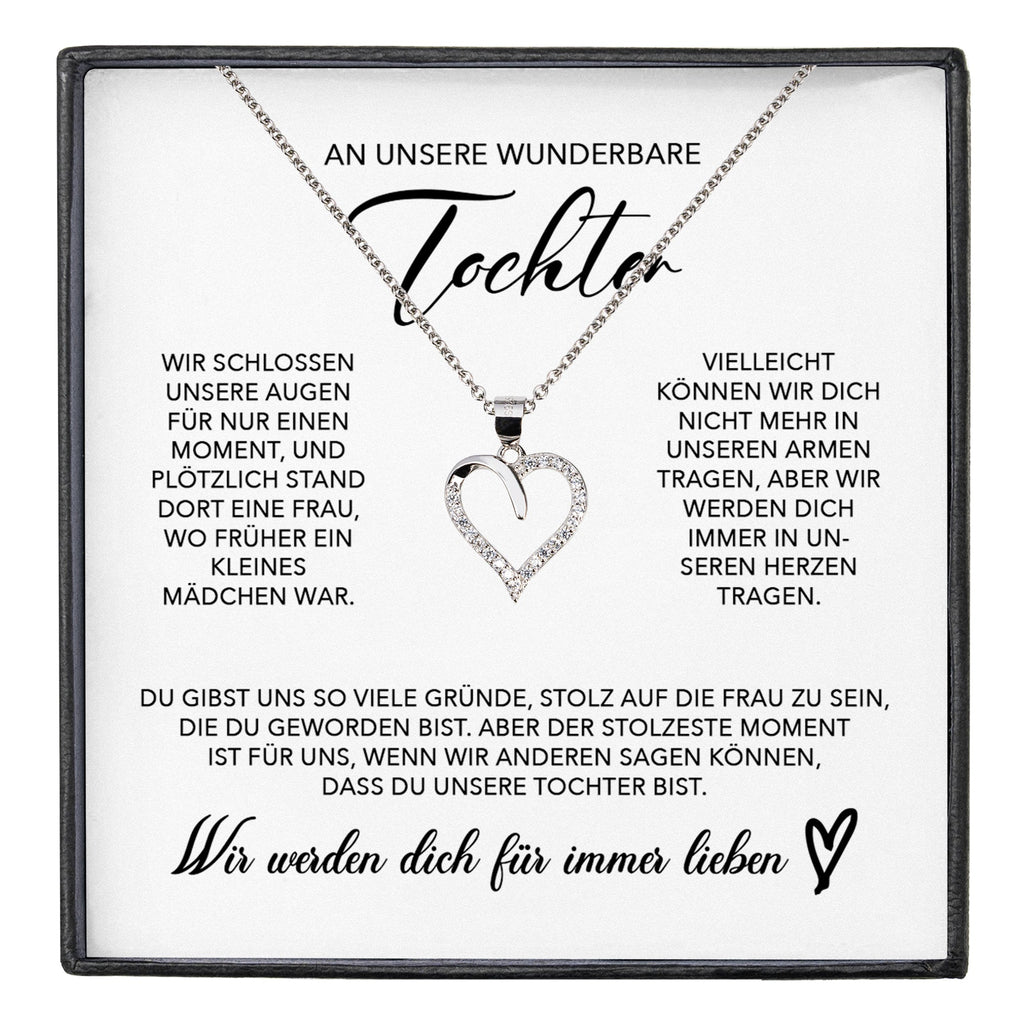 22Feels® Unsere Tochter Geschenk Silber 925/000 Herz Halskette mit Karte Mädchen Frauen Schmuck Geburtstag Weihnachten Firmung Konfirmation etc.-Schmuck mit Botschaftskarte - Herz21-22Feels