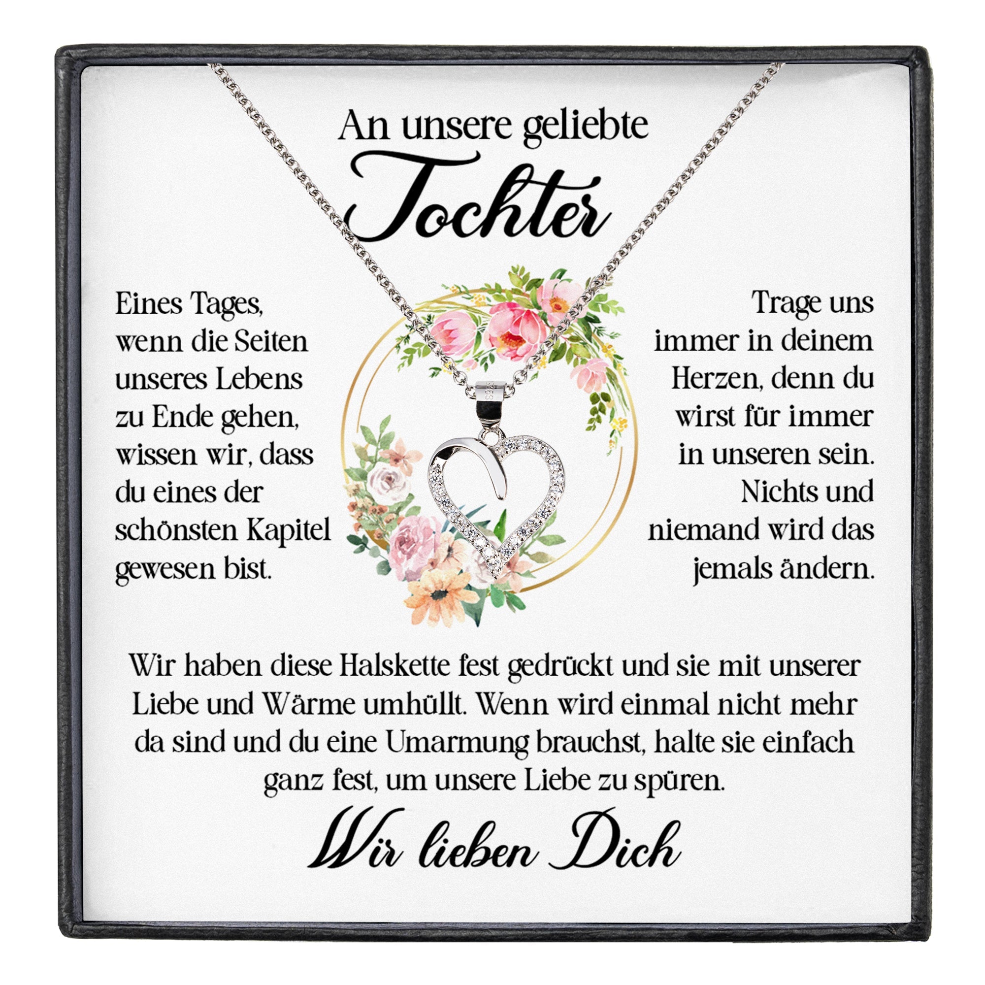 22Feels® Unsere Tochter Geschenk Silber 925/000 Herz Halskette mit Karte Mädchen Frauen Schmuck Geburtstag Weihnachten Firmung Konfirmation etc.-Schmuck mit Botschaftskarte - Herz21-22Feels