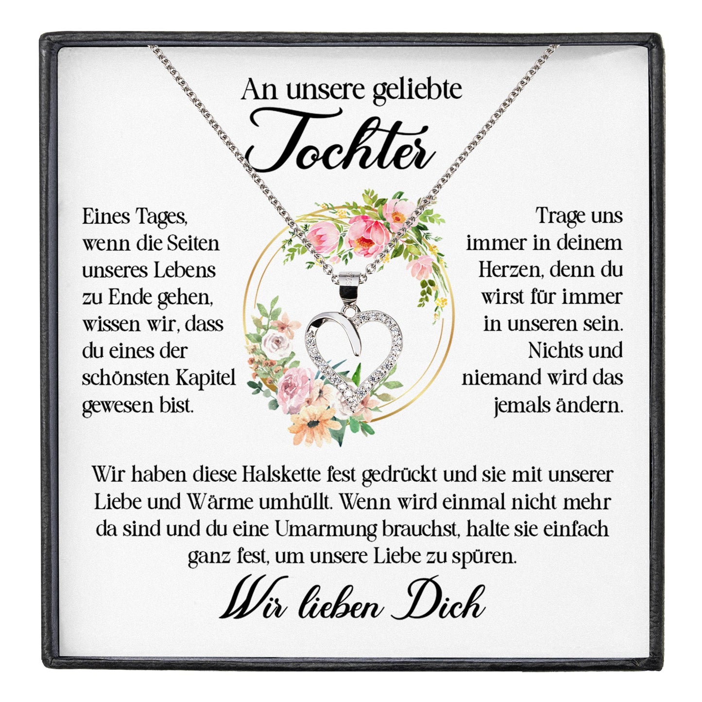 22Feels® Unsere Tochter Geschenk Silber 925/000 Herz Halskette mit Karte Mädchen Frauen Schmuck Geburtstag Weihnachten Firmung Konfirmation etc.-Schmuck mit Botschaftskarte - Herz21-22Feels