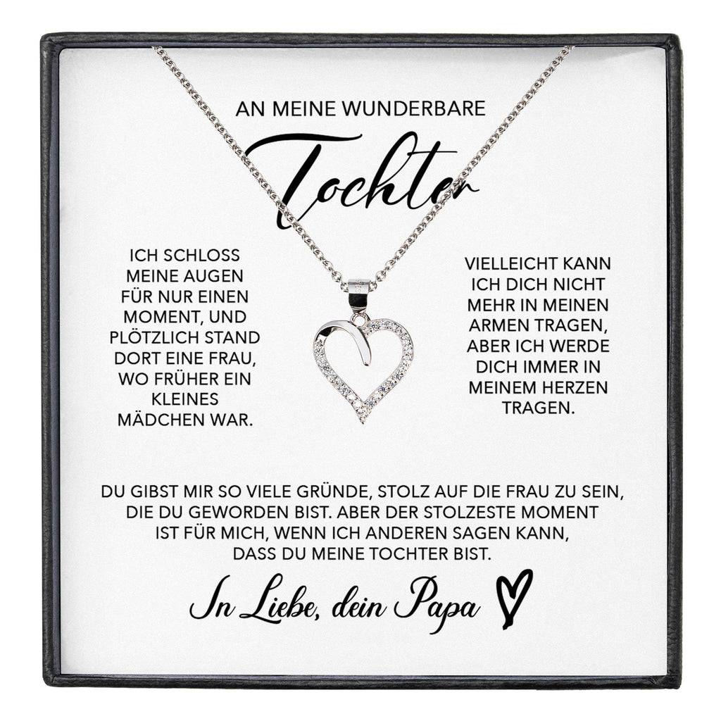 22Feels® Wunderbare Tochter Geschenk von Papa Silber 925/000 Herz Halskette mit Karte Mädchen Frauen Schmuck Geburtstag Weihnachten Firmung Konfirmation etc.-Schmuck mit Botschaftskarte - Herz21-22Feels