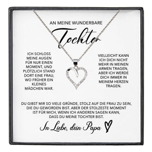 22Feels® Wunderbare Tochter Geschenk von Papa Silber 925/000 Herz Halskette mit Karte Mädchen Frauen Schmuck Geburtstag Weihnachten Firmung Konfirmation etc.-Schmuck mit Botschaftskarte - Herz21-22Feels