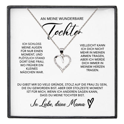 22Feels® Tochter Geschenk von Mama Silber 925/000 Herz Halskette mit Karte Mädchen Frauen Schmuck Geburtstag Weihnachten Firmung Konfirmation etc.-Schmuck mit Botschaftskarte - Herz21-22Feels