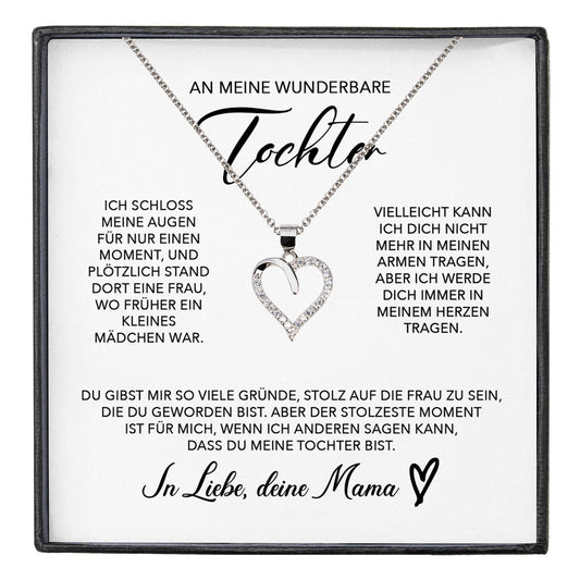 22Feels® Tochter Geschenk von Mama Silber 925/000 Herz Halskette mit Karte Mädchen Frauen Schmuck Geburtstag Weihnachten Firmung Konfirmation etc.-Schmuck mit Botschaftskarte - Herz21-22Feels
