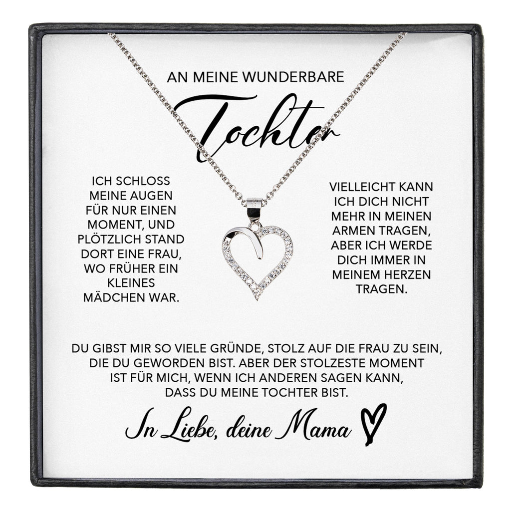 22Feels® Tochter Geschenk von Mama Silber 925/000 Herz Halskette mit Karte Mädchen Frauen Schmuck Geburtstag Weihnachten Firmung Konfirmation etc.-Schmuck mit Botschaftskarte - Herz21-22Feels