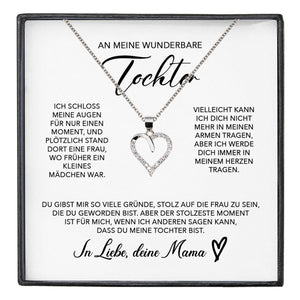 22Feels® Tochter Geschenk von Mama Silber 925/000 Herz Halskette mit Karte Mädchen Frauen Schmuck Geburtstag Weihnachten Firmung Konfirmation etc.-Schmuck mit Botschaftskarte - Herz21-22Feels
