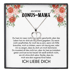 22Feels® Stiefmama Geschenk Silber 925/000 Herz Halskette Stiefmutter Muttertag Frauen Schmuck mit Karte Geburtstag Weihnachten Stiefeltern Bonus Mutter Patchwork-Schmuck mit Botschaftskarte - Herz21-22Feels