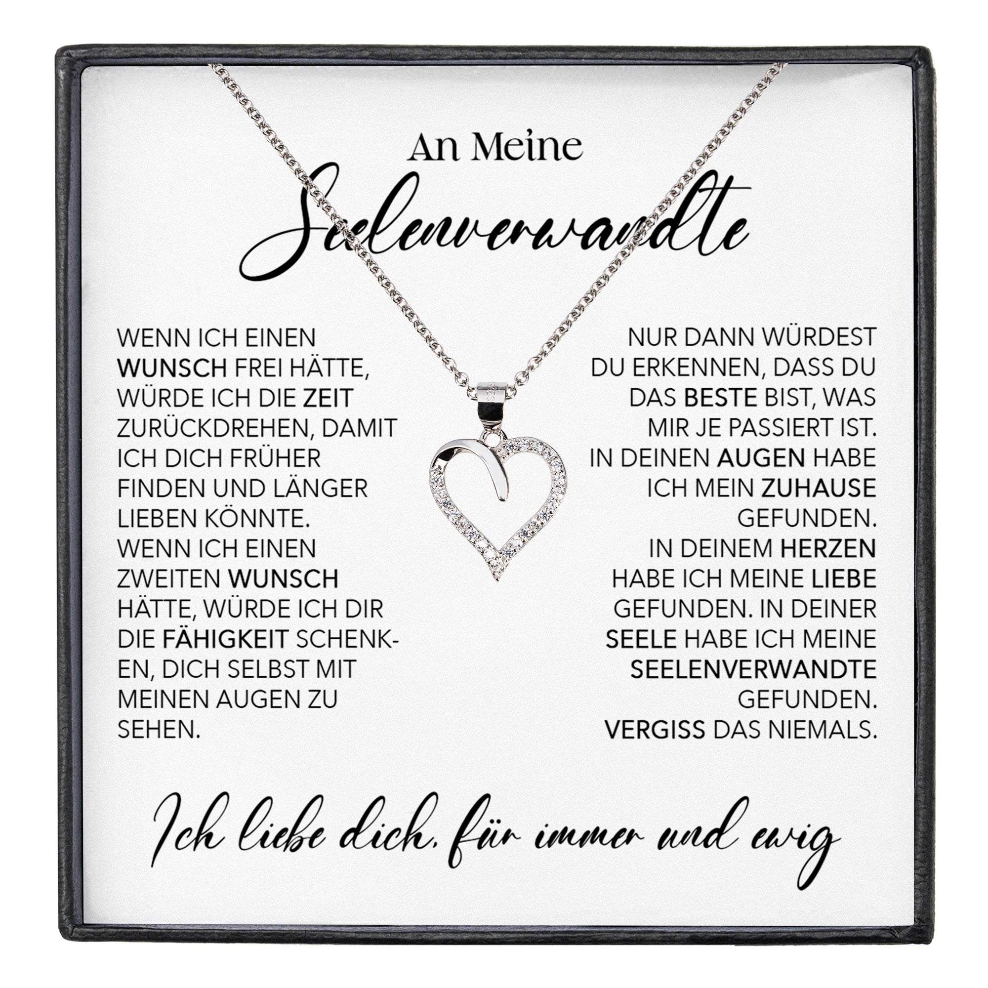 22Feels® Seelenverwandte Ich Liebe Dich Frauen Geschenk Silber 925/000 Schmuck Ehefrau Freundin Herz Halskette Valentinstag Hochzeitstag Jahrestag-Schmuck mit Botschaftskarte - Herz21-22Feels