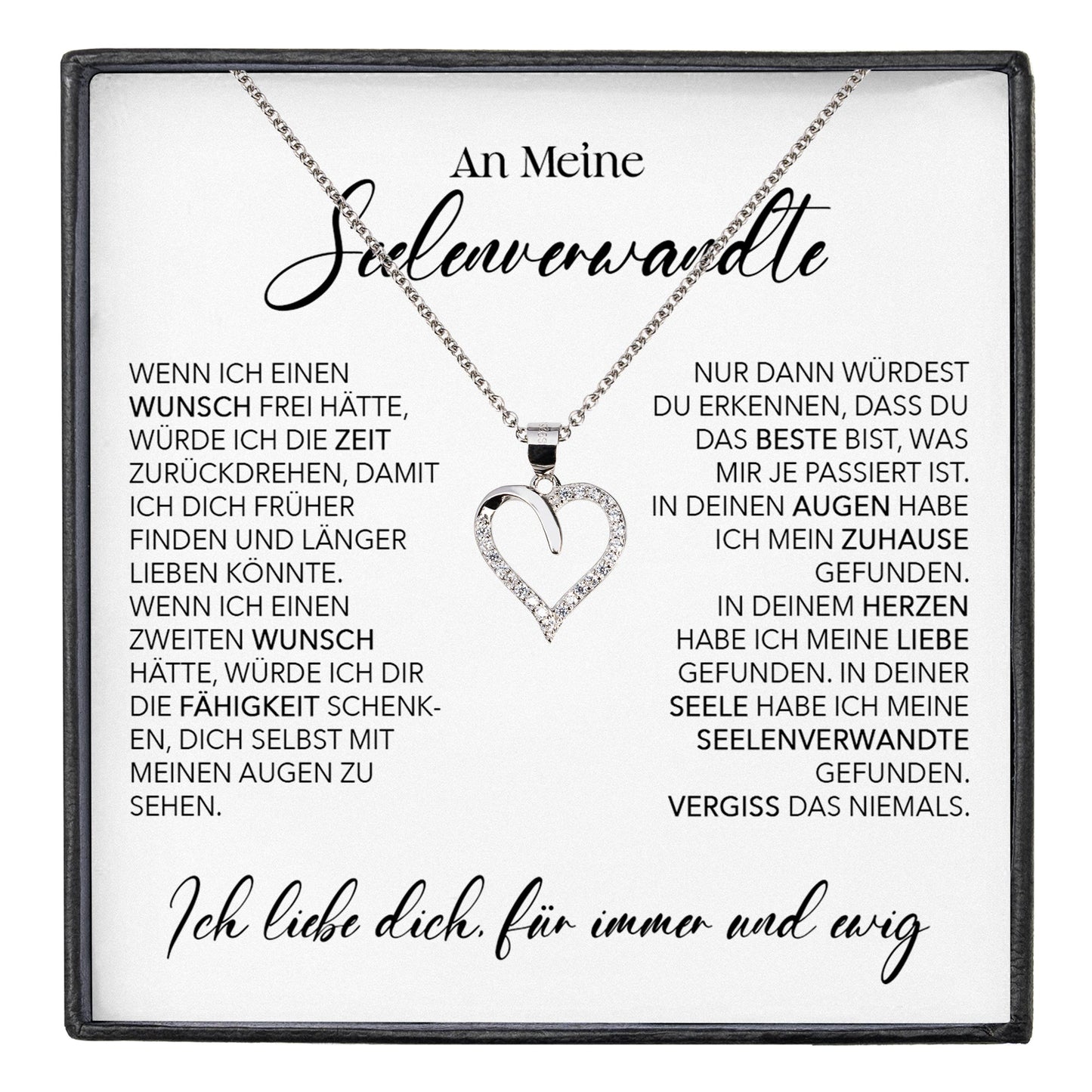 22Feels® Seelenverwandte Ich Liebe Dich Frauen Geschenk Silber 925/000 Schmuck Ehefrau Freundin Herz Halskette Valentinstag Hochzeitstag Jahrestag-Schmuck mit Botschaftskarte - Herz21-22Feels