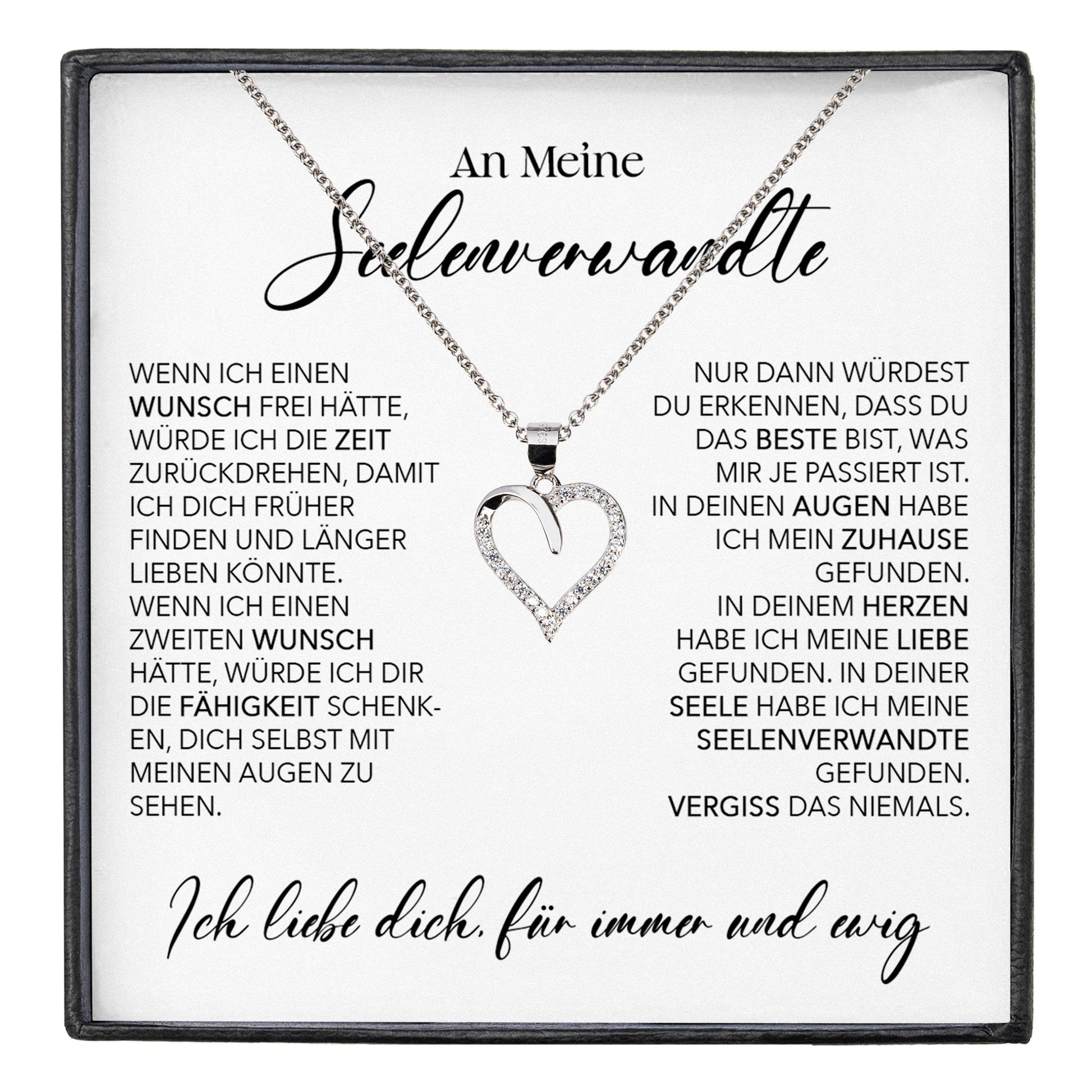 22Feels® Seelenverwandte Ich Liebe Dich Frauen Geschenk Silber 925/000 Schmuck Ehefrau Freundin Herz Halskette Valentinstag Hochzeitstag Jahrestag-Schmuck mit Botschaftskarte - Herz21-22Feels