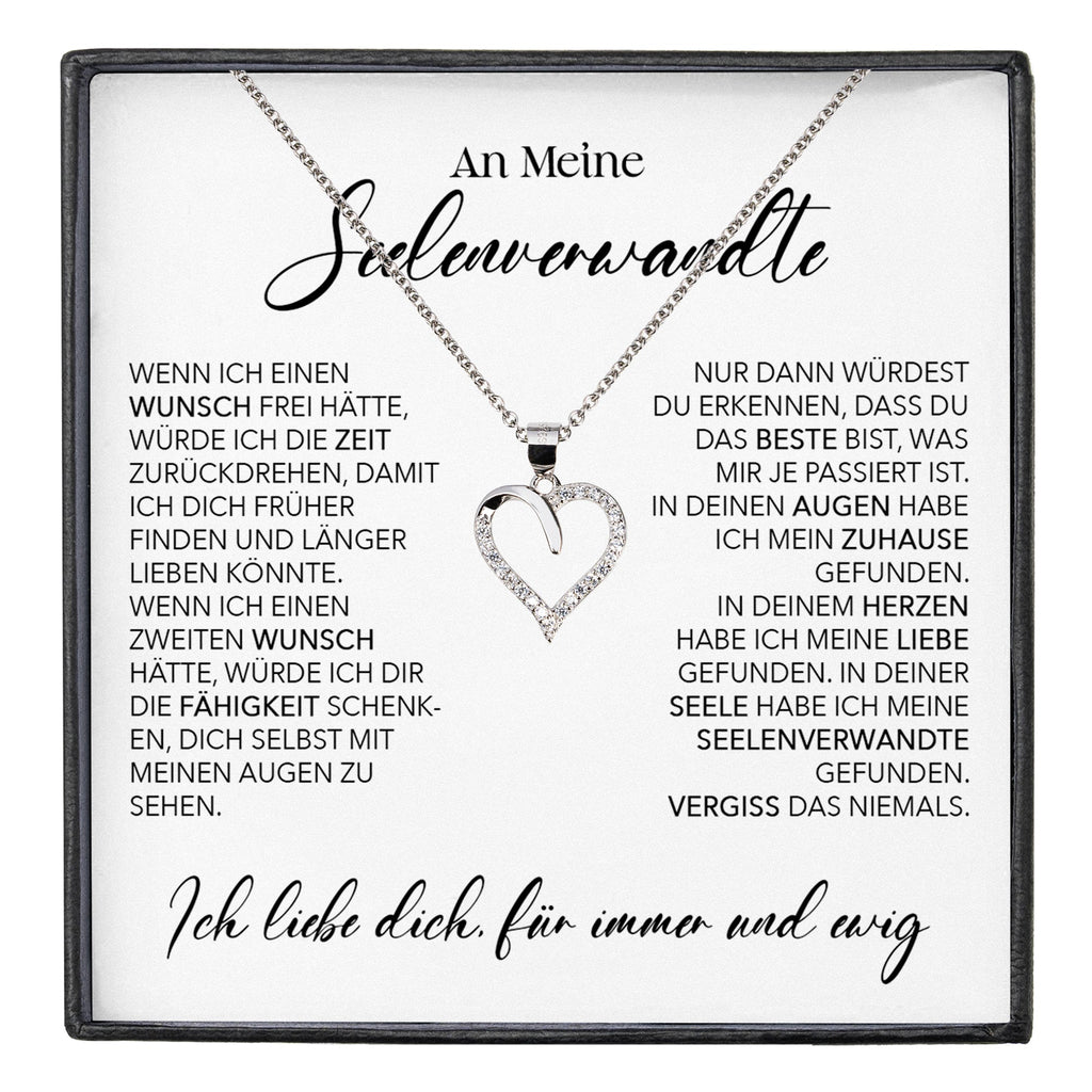 22Feels® Seelenverwandte Ich Liebe Dich Frauen Geschenk Silber 925/000 Schmuck Ehefrau Freundin Herz Halskette Valentinstag Hochzeitstag Jahrestag-Schmuck mit Botschaftskarte - Herz21-22Feels