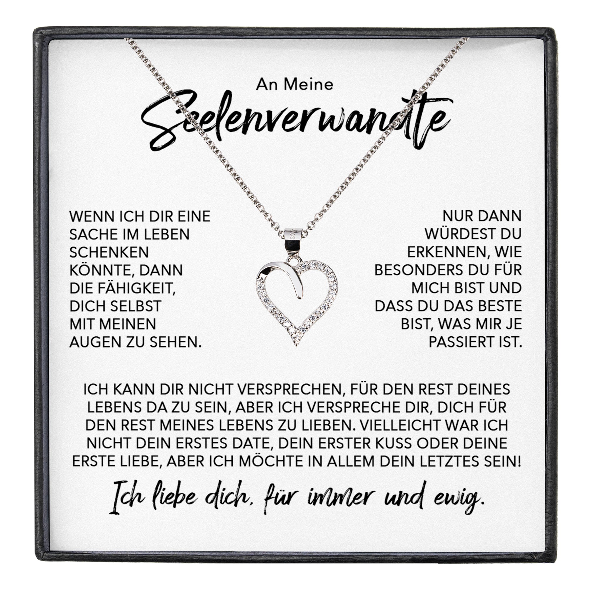 22Feels® Seelenverwandte Ich Liebe Dich Frauen Geschenk Silber 925/000 Schmuck Ehefrau Freundin Herz Halskette Valentinstag Hochzeitstag Jahrestag-Schmuck mit Botschaftskarte - Herz21-22Feels