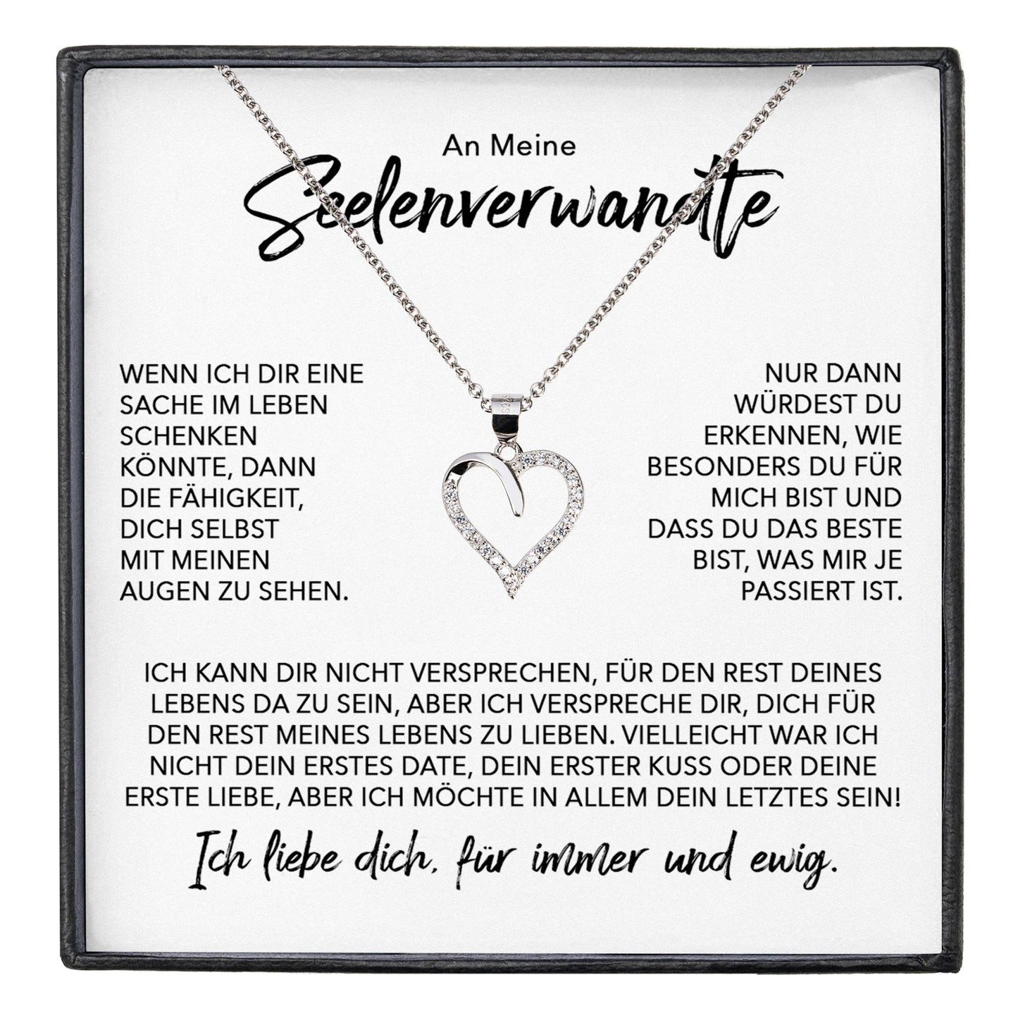 22Feels® Seelenverwandte Ich Liebe Dich Frauen Geschenk Silber 925/000 Schmuck Ehefrau Freundin Herz Halskette Valentinstag Hochzeitstag Jahrestag-Schmuck mit Botschaftskarte - Herz21-22Feels