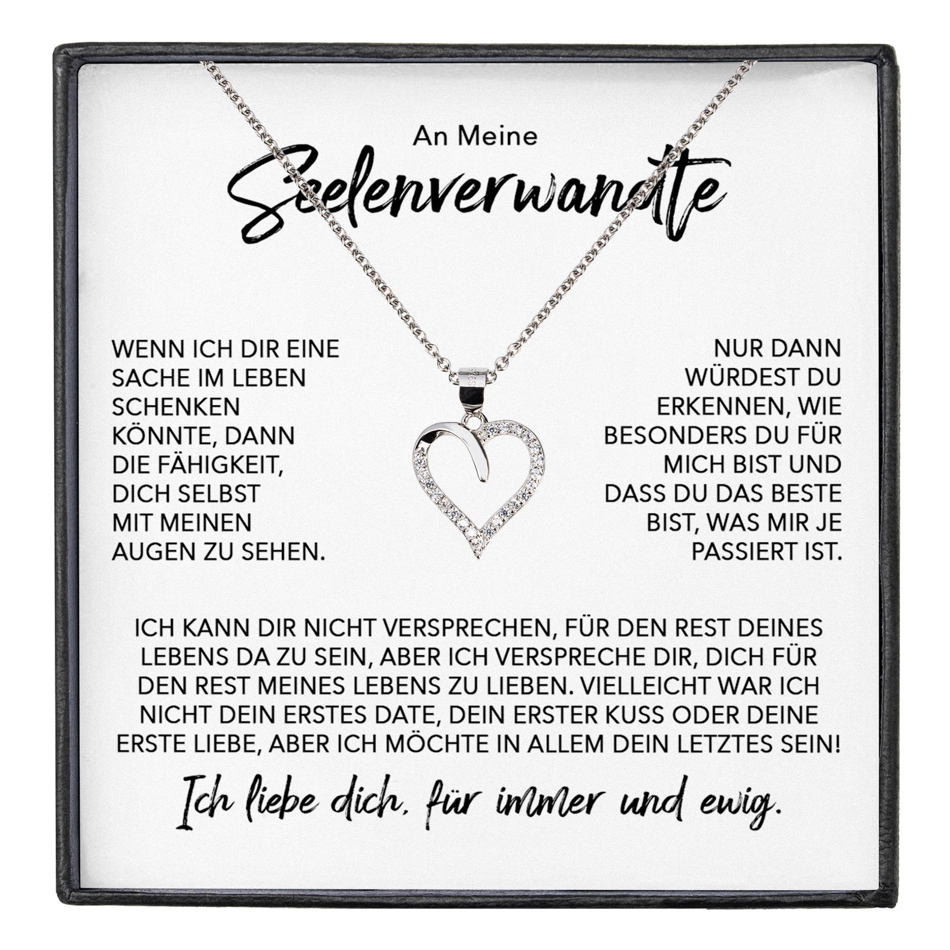 22Feels® Seelenverwandte Ich Liebe Dich Frauen Geschenk Silber 925/000 Schmuck Ehefrau Freundin Herz Halskette Valentinstag Hochzeitstag Jahrestag-Schmuck mit Botschaftskarte - Herz21-22Feels