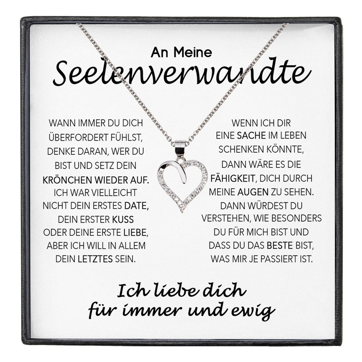 22Feels® Seelenverwandte Ich Liebe Dich Frauen Geschenk Silber 925/000 Schmuck Ehefrau Freundin Herz Halskette Valentinstag Hochzeitstag Jahrestag-Schmuck mit Botschaftskarte - Herz21-22Feels