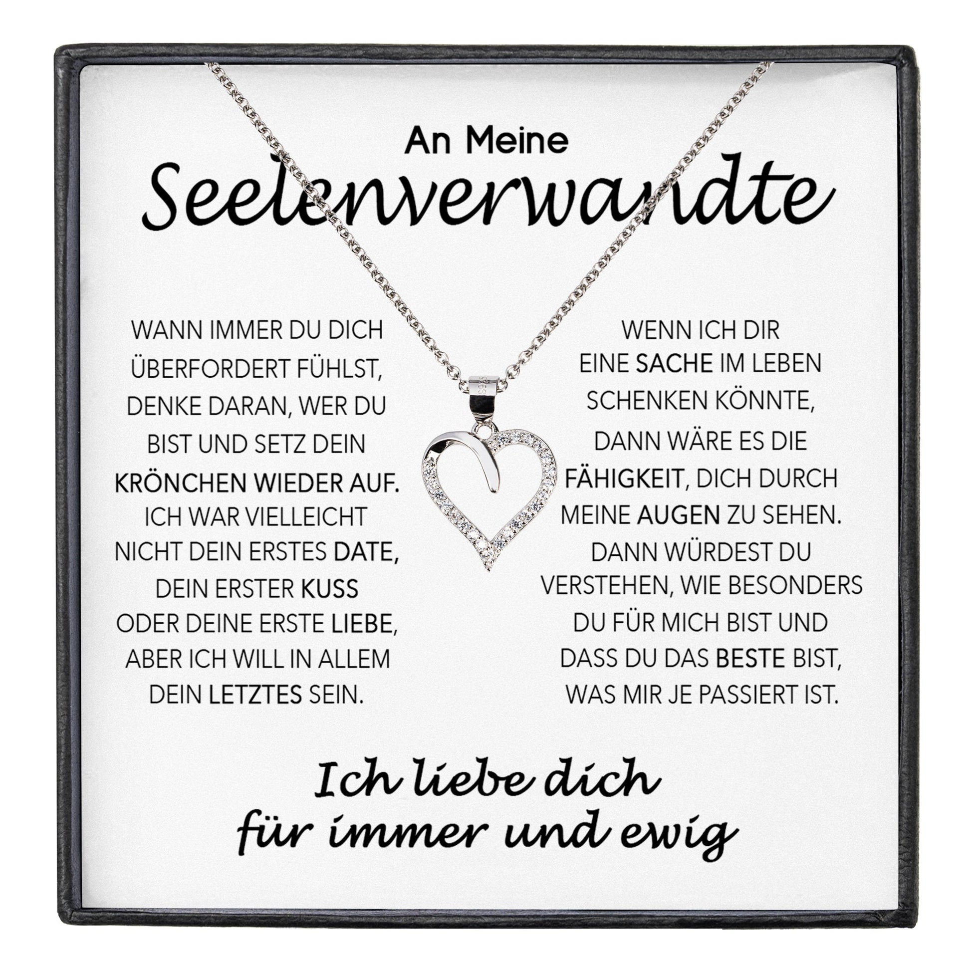22Feels® Seelenverwandte Ich Liebe Dich Frauen Geschenk Silber 925/000 Schmuck Ehefrau Freundin Herz Halskette Valentinstag Hochzeitstag Jahrestag-Schmuck mit Botschaftskarte - Herz21-22Feels
