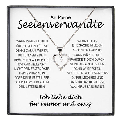 22Feels® Seelenverwandte Ich Liebe Dich Frauen Geschenk Silber 925/000 Schmuck Ehefrau Freundin Herz Halskette Valentinstag Hochzeitstag Jahrestag-Schmuck mit Botschaftskarte - Herz21-22Feels