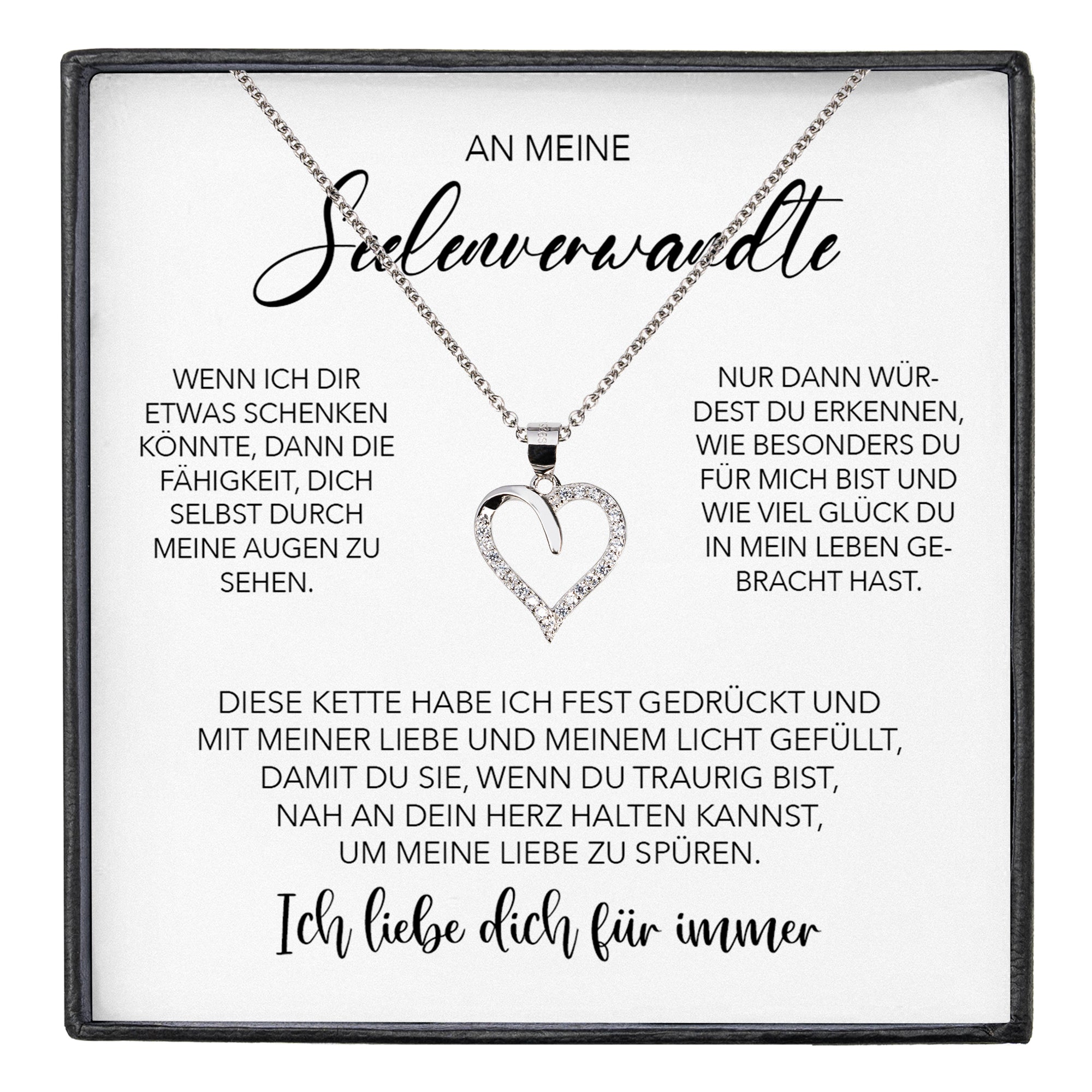 22Feels® Seelenverwandte Ich Liebe Dich Frauen Geschenk Silber 925/000 Schmuck Ehefrau Freundin Herz Halskette Valentinstag Hochzeitstag Jahrestag-Schmuck mit Botschaftskarte - Herz21-22Feels