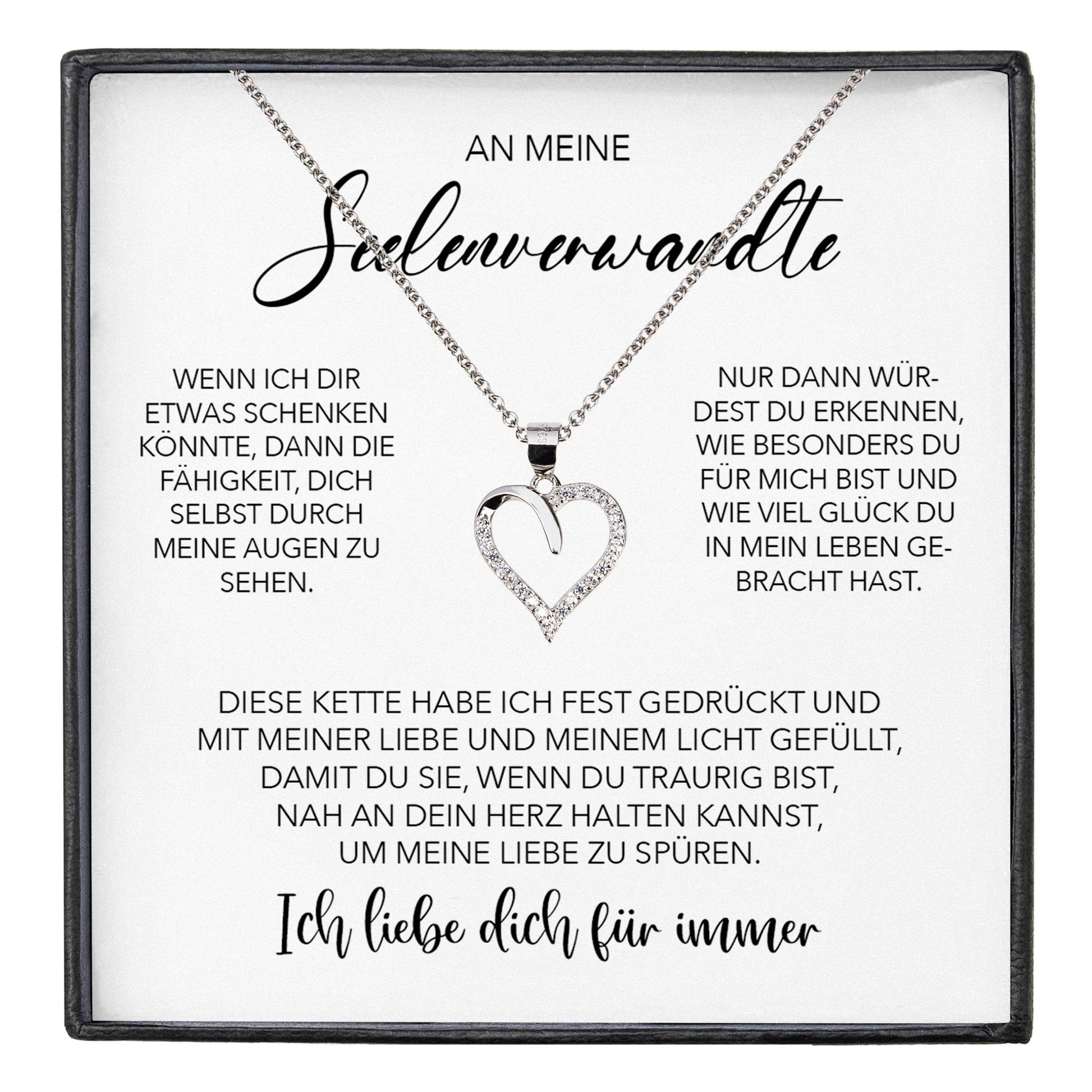 22Feels® Seelenverwandte Ich Liebe Dich Frauen Geschenk Silber 925/000 Schmuck Ehefrau Freundin Herz Halskette Valentinstag Hochzeitstag Jahrestag-Schmuck mit Botschaftskarte - Herz21-22Feels