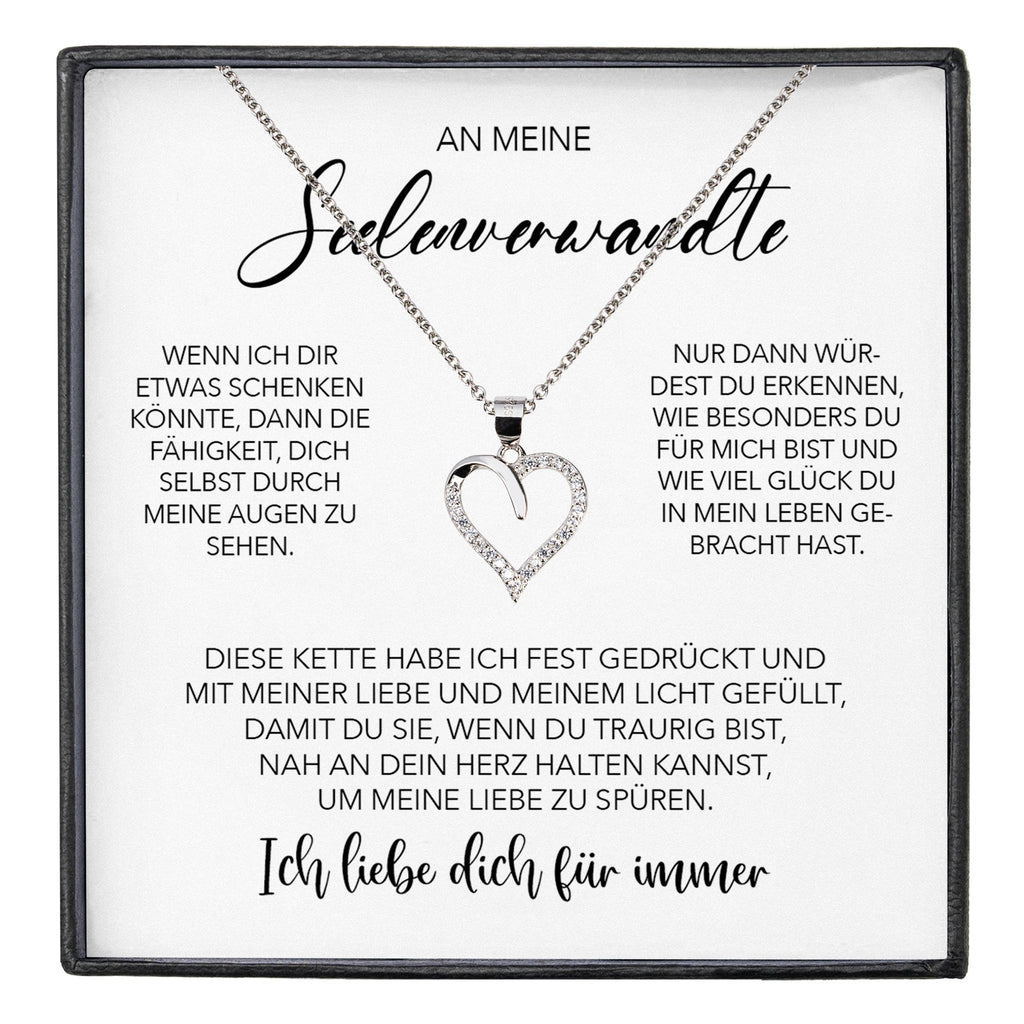 22Feels® Seelenverwandte Ich Liebe Dich Frauen Geschenk Silber 925/000 Schmuck Ehefrau Freundin Herz Halskette Valentinstag Hochzeitstag Jahrestag-Schmuck mit Botschaftskarte - Herz21-22Feels