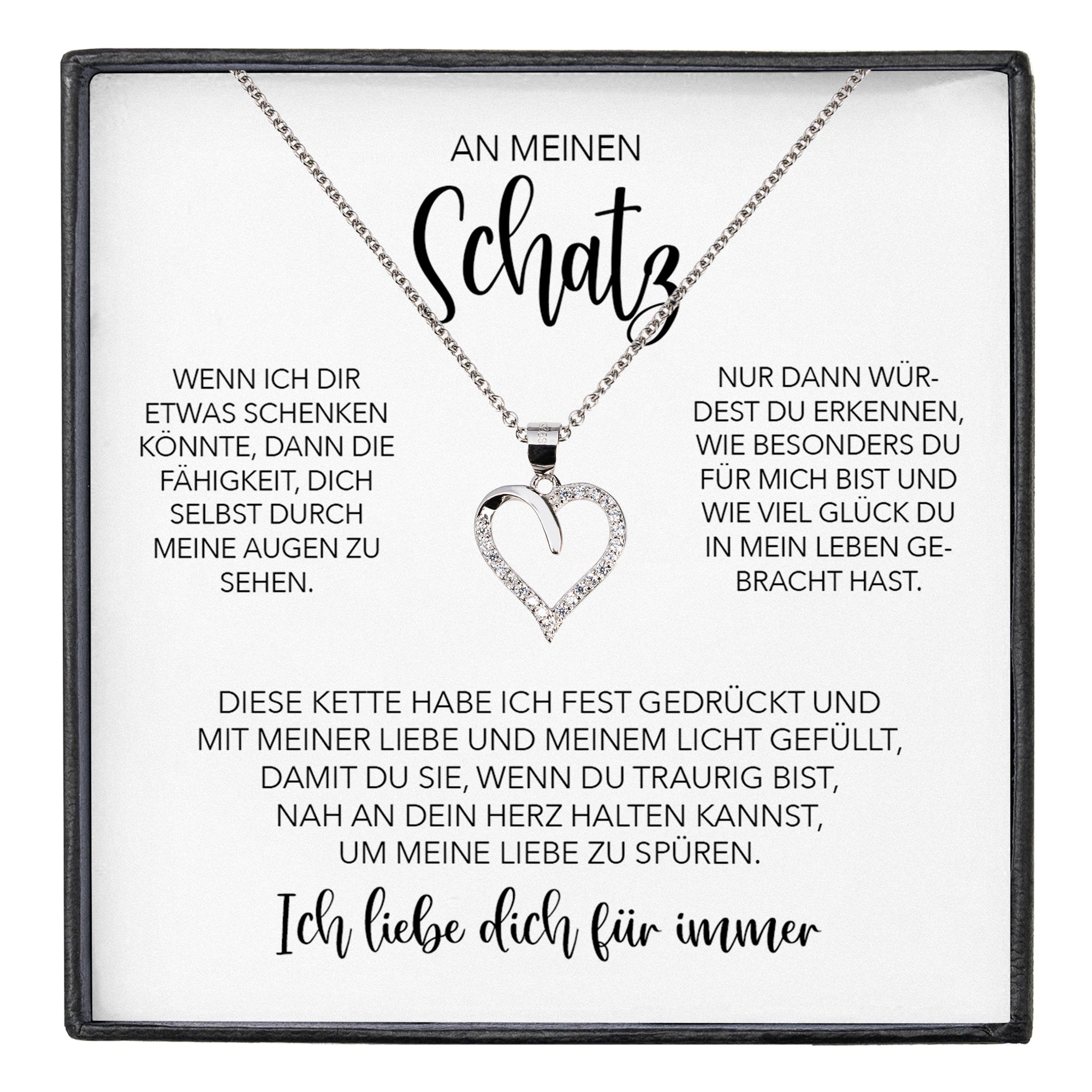 22Feels® Schatz Ich Liebe Dich Frauen Geschenk Silber 925/000 Schmuck Ehefrau Freundin Herz Halskette Valentinstag Hochzeitstag Jahrestag-Schmuck mit Botschaftskarte - Herz21-22Feels