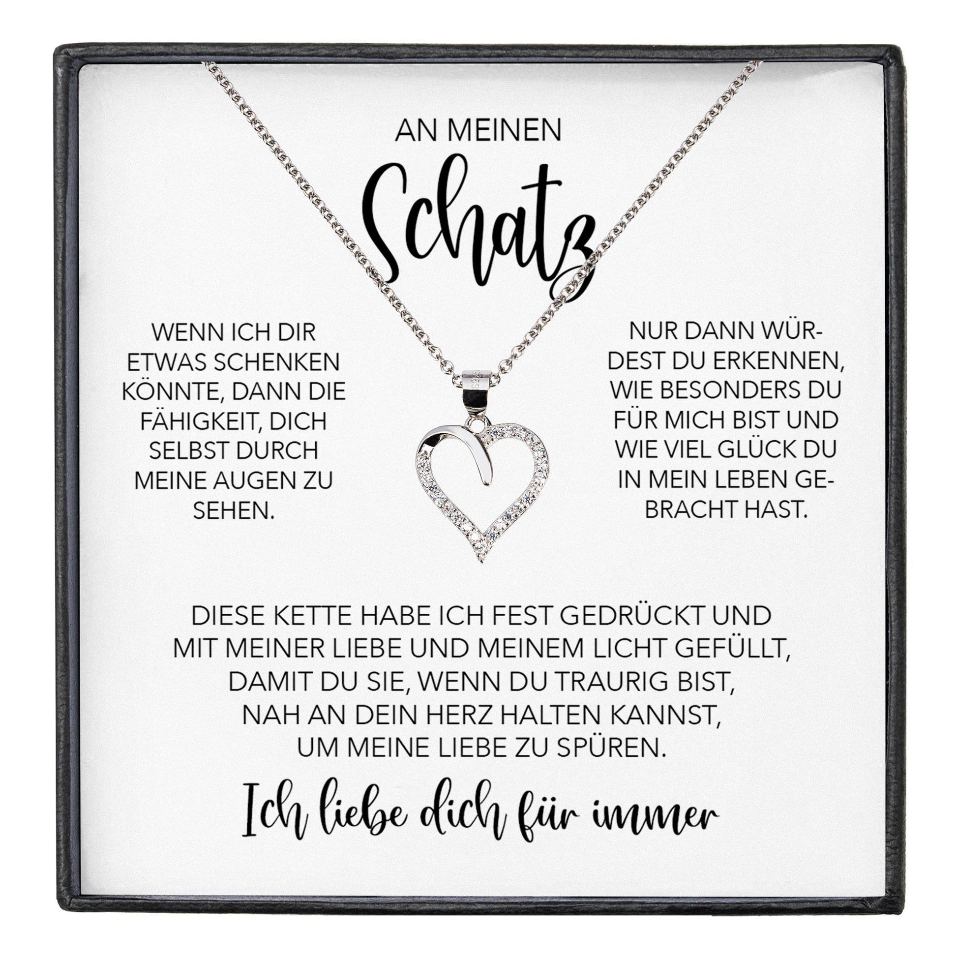 22Feels® Schatz Ich Liebe Dich Frauen Geschenk Silber 925/000 Schmuck Ehefrau Freundin Herz Halskette Valentinstag Hochzeitstag Jahrestag-Schmuck mit Botschaftskarte - Herz21-22Feels