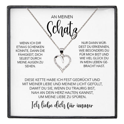 22Feels® Schatz Ich Liebe Dich Frauen Geschenk Silber 925/000 Schmuck Ehefrau Freundin Herz Halskette Valentinstag Hochzeitstag Jahrestag-Schmuck mit Botschaftskarte - Herz21-22Feels