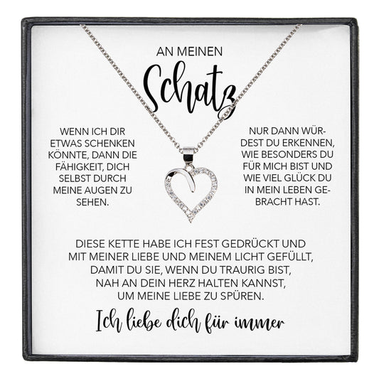 22Feels® Schatz Ich Liebe Dich Frauen Geschenk Silber 925/000 Schmuck Ehefrau Freundin Herz Halskette Valentinstag Hochzeitstag Jahrestag-Schmuck mit Botschaftskarte - Herz21-22Feels