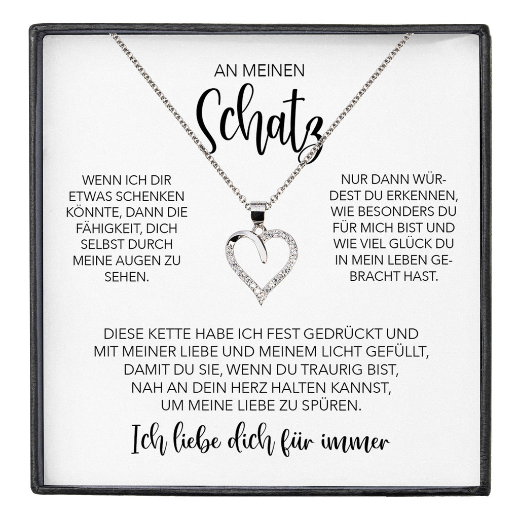 22Feels® Schatz Ich Liebe Dich Frauen Geschenk Silber 925/000 Schmuck Ehefrau Freundin Herz Halskette Valentinstag Hochzeitstag Jahrestag-Schmuck mit Botschaftskarte - Herz21-22Feels
