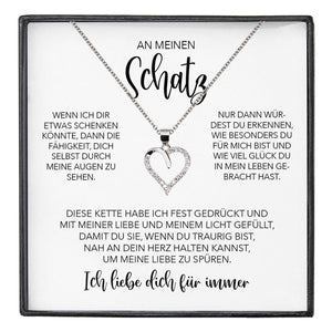 22Feels® Schatz Ich Liebe Dich Frauen Geschenk Silber 925/000 Schmuck Ehefrau Freundin Herz Halskette Valentinstag Hochzeitstag Jahrestag-Schmuck mit Botschaftskarte - Herz21-22Feels