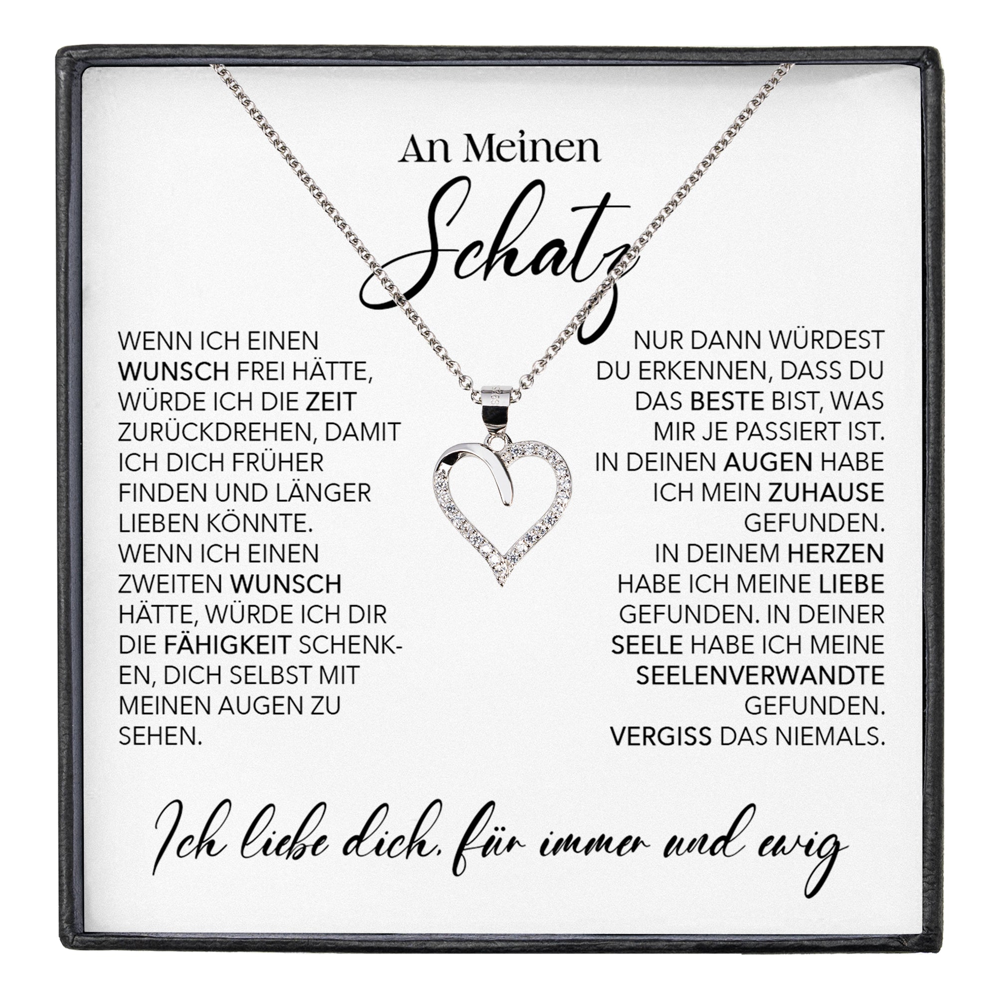 22Feels® Schatz Ich Liebe Dich Frauen Geschenk Silber 925/000 Schmuck Ehefrau Freundin Herz Halskette Valentinstag Hochzeitstag Jahrestag-Schmuck mit Botschaftskarte - Herz21-22Feels
