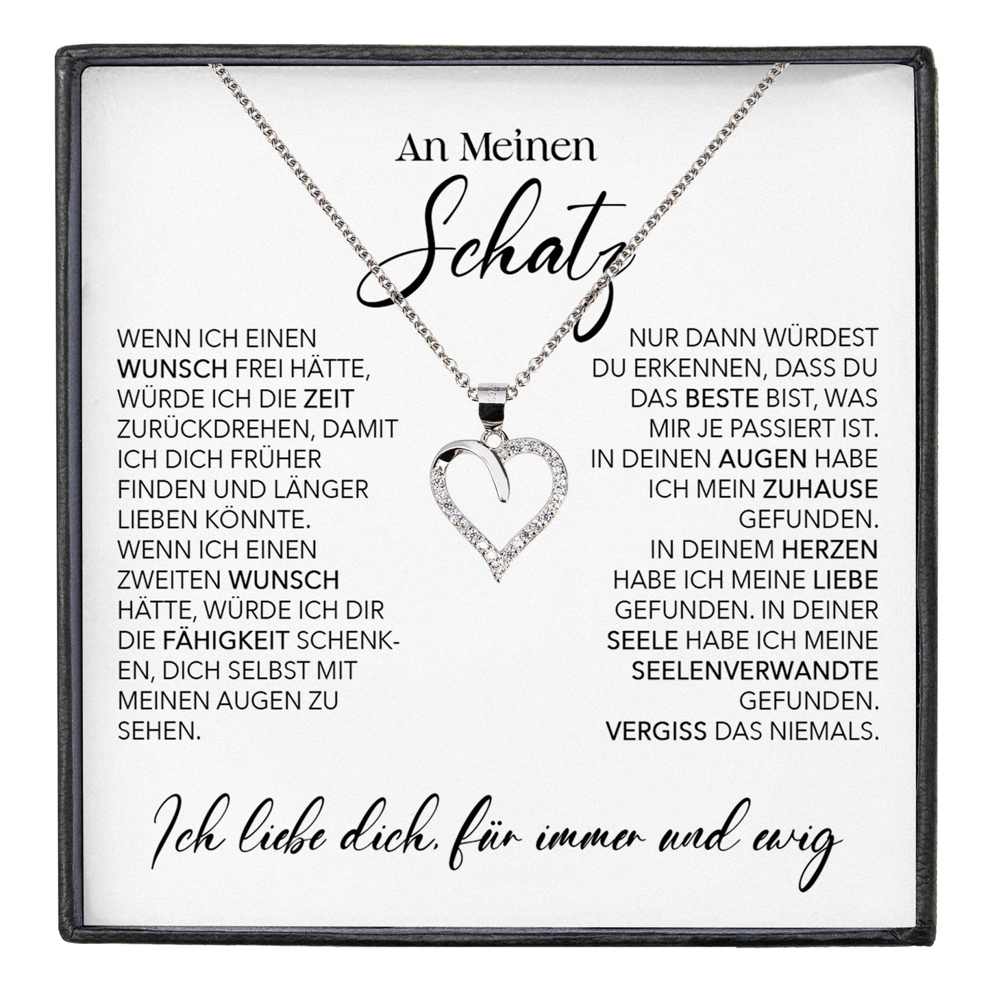 22Feels® Schatz Ich Liebe Dich Frauen Geschenk Silber 925/000 Schmuck Ehefrau Freundin Herz Halskette Valentinstag Hochzeitstag Jahrestag-Schmuck mit Botschaftskarte - Herz21-22Feels