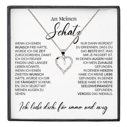 22Feels® Schatz Ich Liebe Dich Frauen Geschenk Silber 925/000 Schmuck Ehefrau Freundin Herz Halskette Valentinstag Hochzeitstag Jahrestag-Schmuck mit Botschaftskarte - Herz21-22Feels