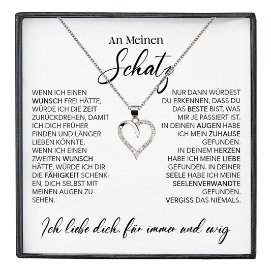 22Feels® Schatz Ich Liebe Dich Frauen Geschenk Silber 925/000 Schmuck Ehefrau Freundin Herz Halskette Valentinstag Hochzeitstag Jahrestag-Schmuck mit Botschaftskarte - Herz21-22Feels