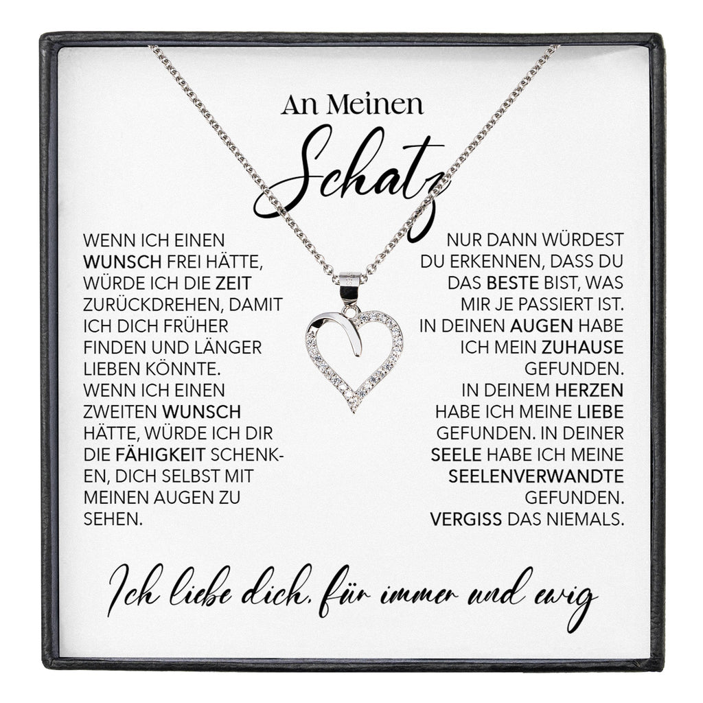 22Feels® Schatz Ich Liebe Dich Frauen Geschenk Silber 925/000 Schmuck Ehefrau Freundin Herz Halskette Valentinstag Hochzeitstag Jahrestag-Schmuck mit Botschaftskarte - Herz21-22Feels