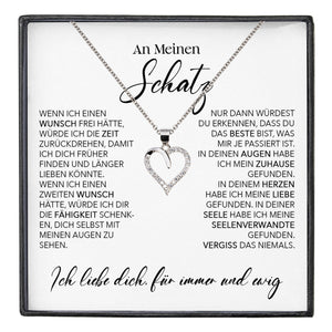 22Feels® Schatz Ich Liebe Dich Frauen Geschenk Silber 925/000 Schmuck Ehefrau Freundin Herz Halskette Valentinstag Hochzeitstag Jahrestag-Schmuck mit Botschaftskarte - Herz21-22Feels