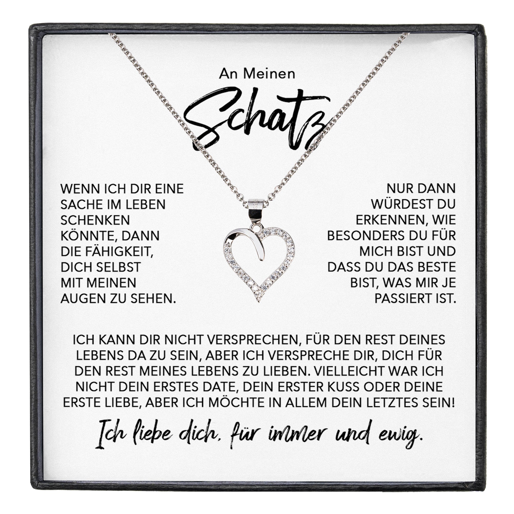 22Feels® Schatz Ich Liebe Dich Frauen Geschenk Silber 925/000 Schmuck Ehefrau Freundin Herz Halskette Valentinstag Hochzeitstag Jahrestag-Schmuck mit Botschaftskarte - Herz21-22Feels