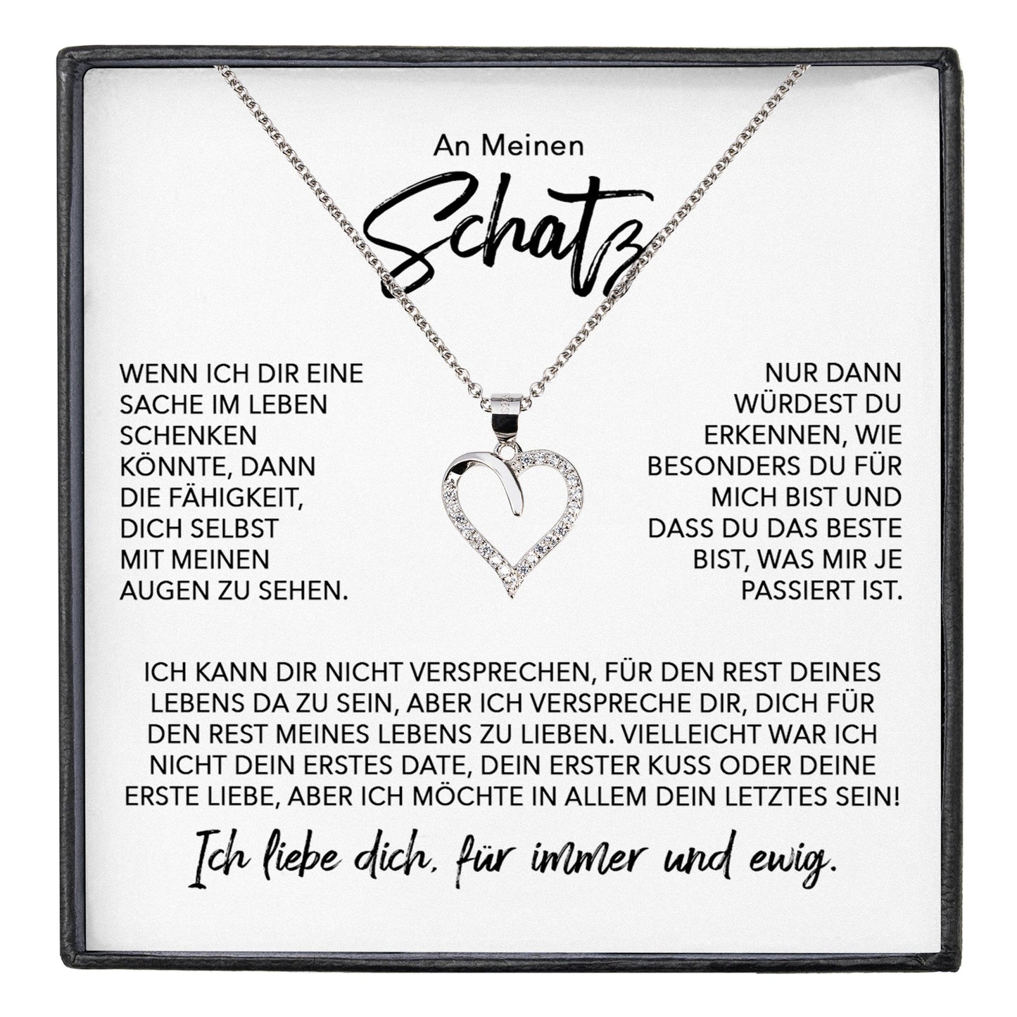 22Feels® Schatz Ich Liebe Dich Frauen Geschenk Silber 925/000 Schmuck Ehefrau Freundin Herz Halskette Valentinstag Hochzeitstag Jahrestag-Schmuck mit Botschaftskarte - Herz21-22Feels