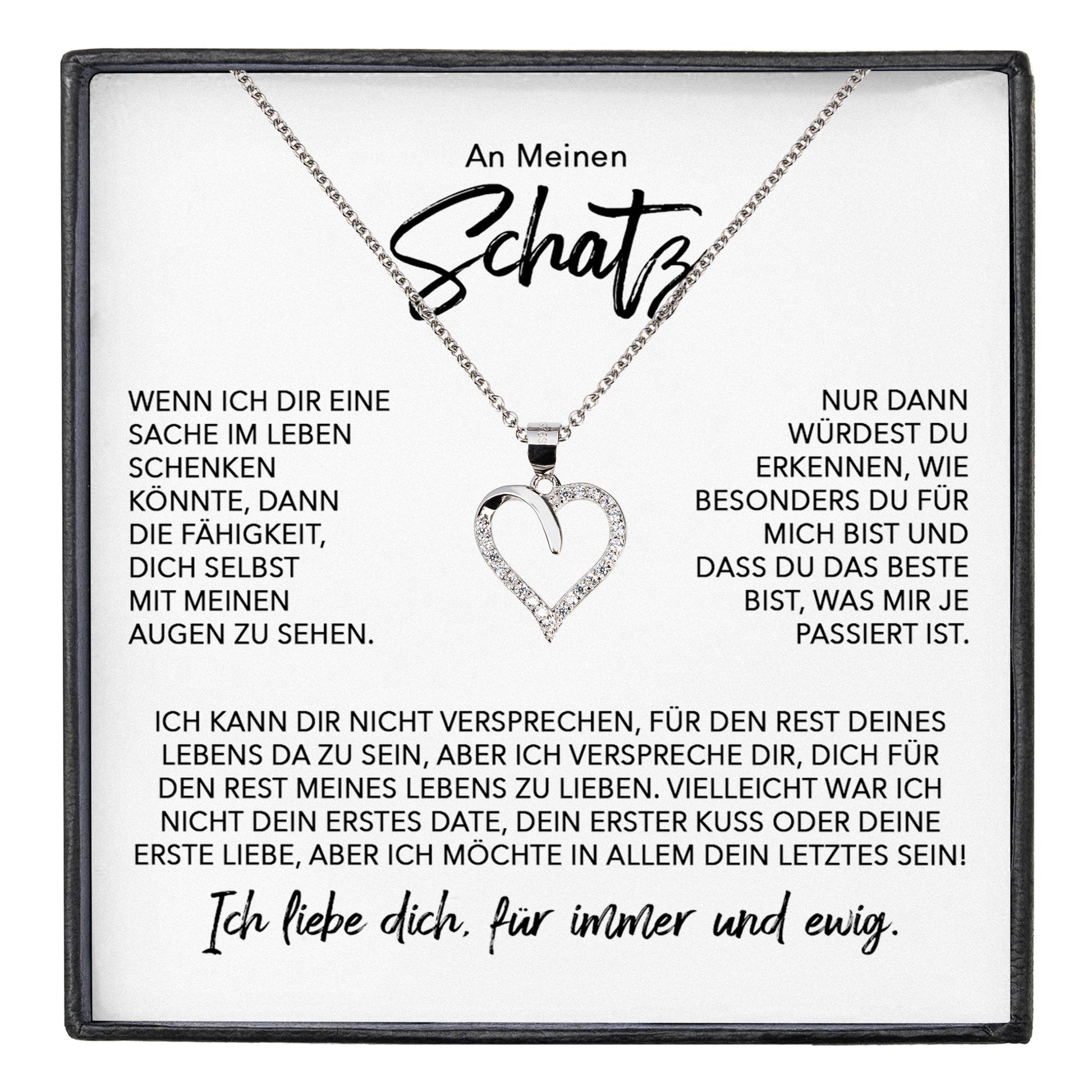 22Feels® Schatz Ich Liebe Dich Frauen Geschenk Silber 925/000 Schmuck Ehefrau Freundin Herz Halskette Valentinstag Hochzeitstag Jahrestag-Schmuck mit Botschaftskarte - Herz21-22Feels