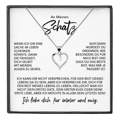 22Feels® Schatz Ich Liebe Dich Frauen Geschenk Silber 925/000 Schmuck Ehefrau Freundin Herz Halskette Valentinstag Hochzeitstag Jahrestag-Schmuck mit Botschaftskarte - Herz21-22Feels