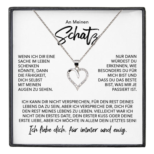 22Feels® Schatz Ich Liebe Dich Frauen Geschenk Silber 925/000 Schmuck Ehefrau Freundin Herz Halskette Valentinstag Hochzeitstag Jahrestag-Schmuck mit Botschaftskarte - Herz21-22Feels