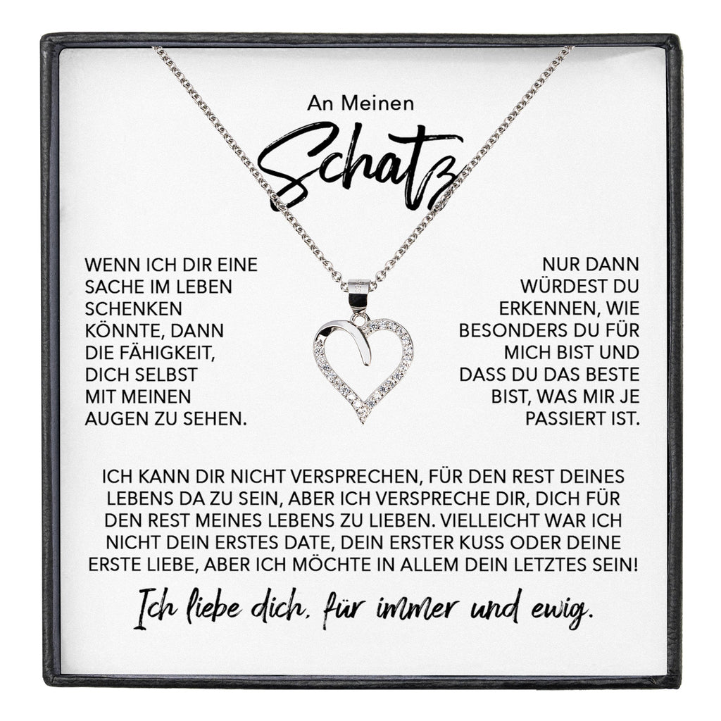 22Feels® Schatz Ich Liebe Dich Frauen Geschenk Silber 925/000 Schmuck Ehefrau Freundin Herz Halskette Valentinstag Hochzeitstag Jahrestag-Schmuck mit Botschaftskarte - Herz21-22Feels