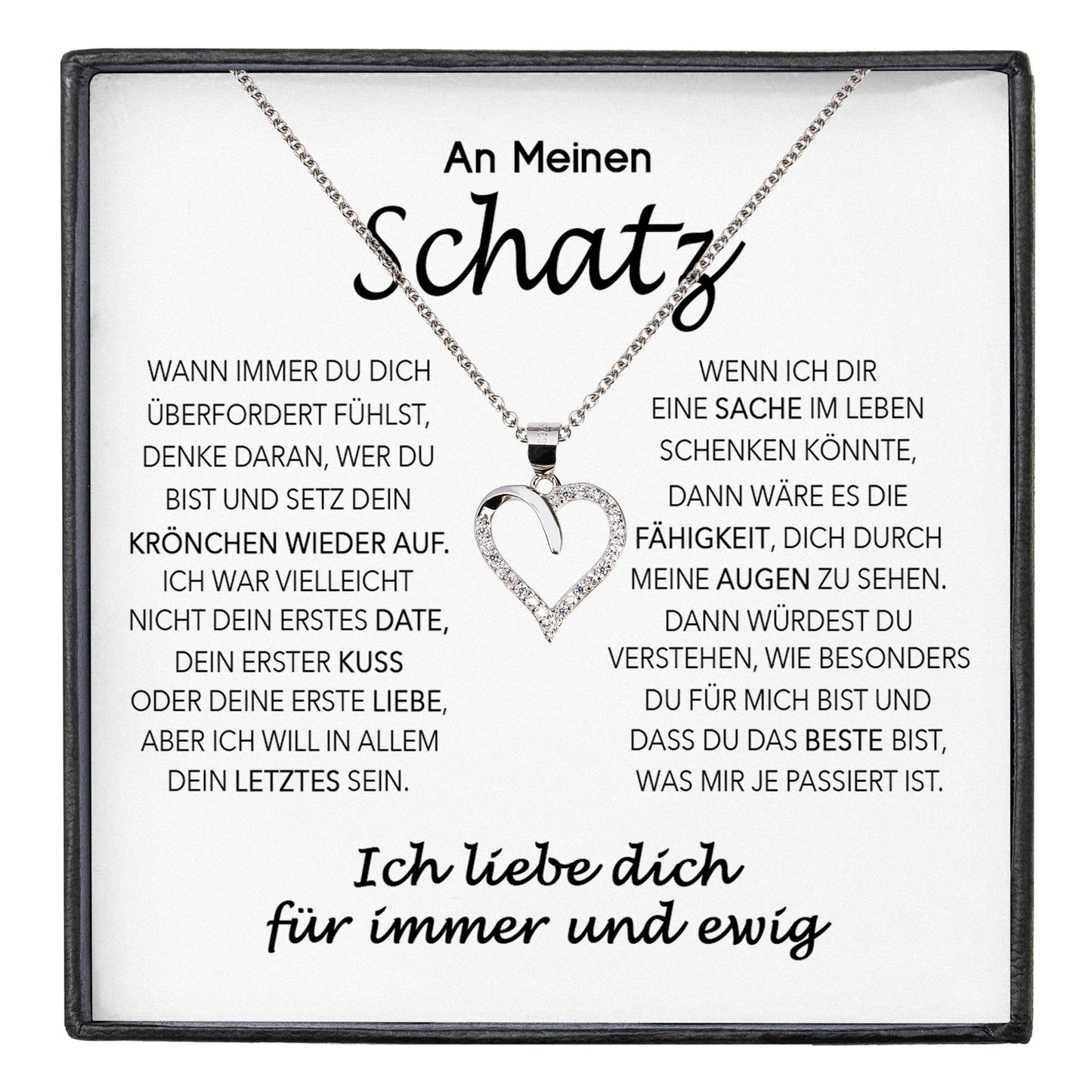 22Feels® Schatz Ich Liebe Dich Frauen Geschenk Silber 925/000 Schmuck Ehefrau Freundin Herz Halskette Valentinstag Hochzeitstag Jahrestag-Schmuck mit Botschaftskarte - Herz21-22Feels
