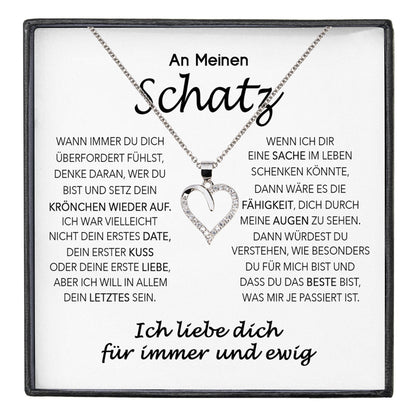 22Feels® Schatz Ich Liebe Dich Frauen Geschenk Silber 925/000 Schmuck Ehefrau Freundin Herz Halskette Valentinstag Hochzeitstag Jahrestag-Schmuck mit Botschaftskarte - Herz21-22Feels