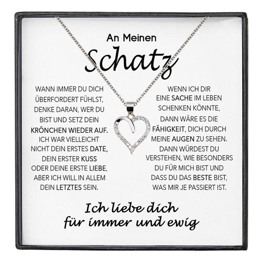 22Feels® Schatz Ich Liebe Dich Frauen Geschenk Silber 925/000 Schmuck Ehefrau Freundin Herz Halskette Valentinstag Hochzeitstag Jahrestag-Schmuck mit Botschaftskarte - Herz21-22Feels