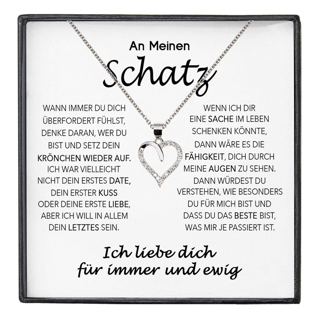 22Feels® Schatz Ich Liebe Dich Frauen Geschenk Silber 925/000 Schmuck Ehefrau Freundin Herz Halskette Valentinstag Hochzeitstag Jahrestag-Schmuck mit Botschaftskarte - Herz21-22Feels